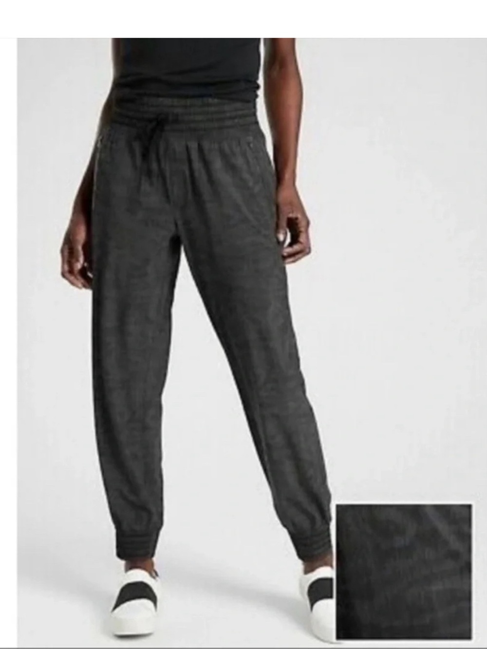 Athleta Camden Printed Jogger Pants in Black Moire Size 10 EUC Athleisure